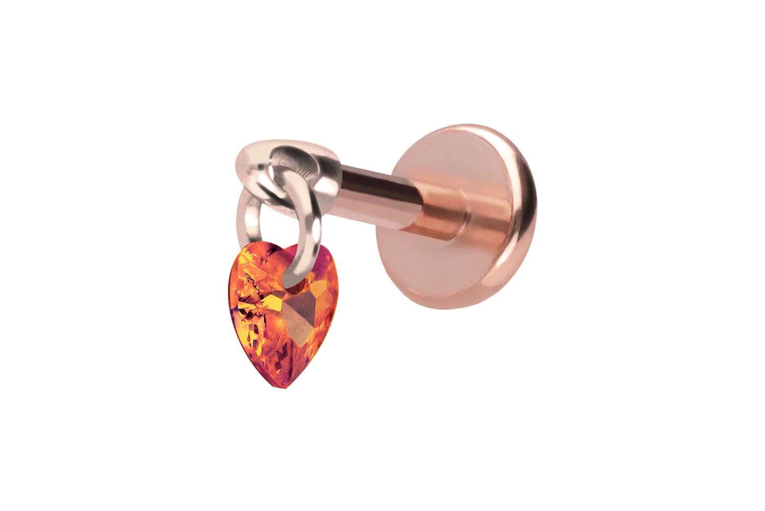 Titan Labret Piercing mit Push Fit KRISTALLHERZ